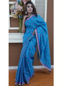 Screen Printed Half Silk Saree SS03