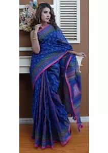 Screen Printed Half Silk Saree