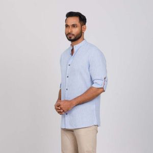 Aquatic Semi Fit Band Collar Casual Shirts