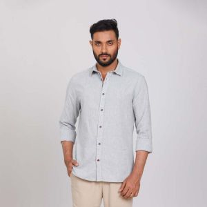 Sky Grey Semi Fit Casual Shirts