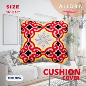 Red & Ash Embroidery Cushion Cover