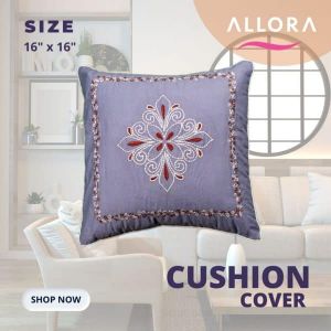 Ash & Maroon Embroidery Cushion Cover
