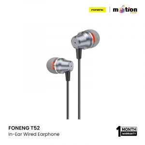 FONENG T52 In-Ear Metal Wired 3.5mm Earphone with Mic - Black