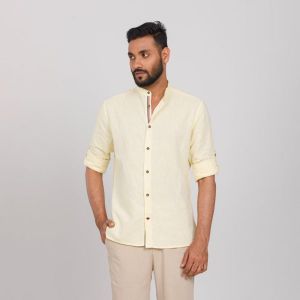 Naples Yellow Semi Fit Casual Shirts