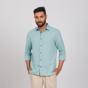 Light Mint Semi Fit Casual Shirts