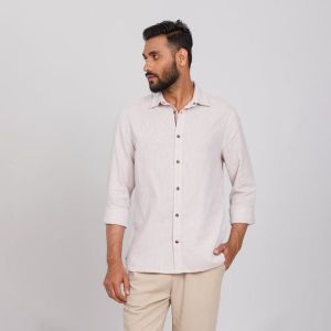 Almond Brown Semi Fit Casual Shirts