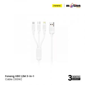 Foneng X80 1.2m 3-in-1 USB to USB-C / Lightning / Micro USB Cable