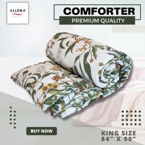 Allora Green Leaf Print Comforter