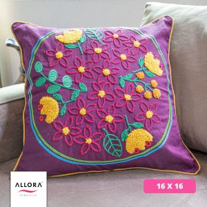 Purple Embroidery Cushion Cover