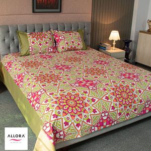 Heritage Harmony – Alpana Print Bedsheet – Magenta