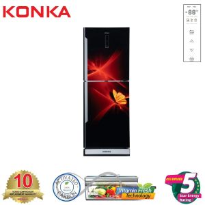 KONKA Refrigerator-KRB-270EVB-3D Red Butterfly, Bottom Freezer, with Digital Display (270 LTR)