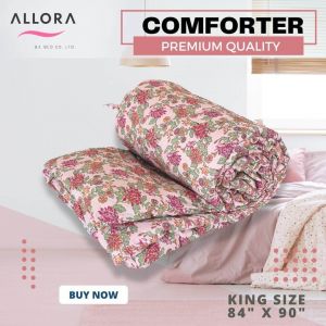 Allora Pink & Green Flower Print Comforter