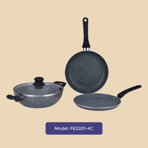 Gazi Non-Stick Cookware Set - FE 2201 - 4C (Ash)