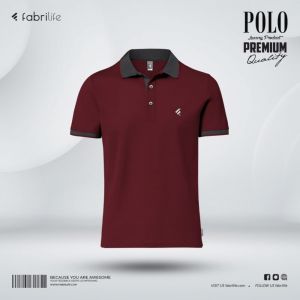 Single Jersey Knitted Cotton Polo - Maroon prime