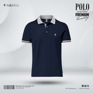 Single Jersey Knitted Cotton Polo - Navy (prime)