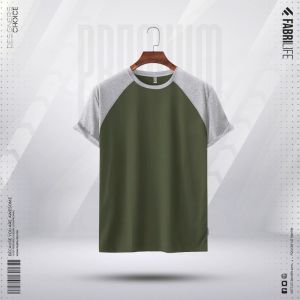 Fabrilife Mens Premium Short Sleeve Raglan - Olive