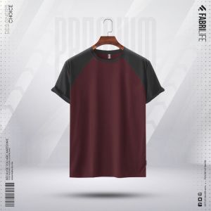 Fabrilife Mens Premium Short Sleeve Raglan - Maroon