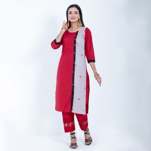 Women Maroon Premium Cotton Printed Single Kameez-19201K