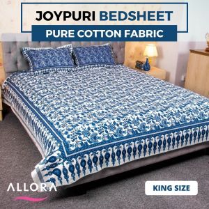 Allora Jaipuri Print Bed Sheet – White