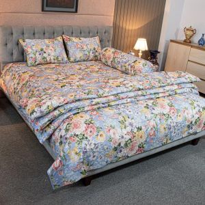 Monsoon Blooms – Heather Blue Comforter Set (5Pcs)