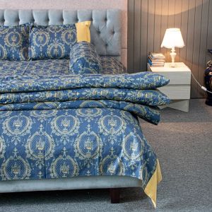 Navy Trophy Print Comforter Bedding Set (5Pcs)