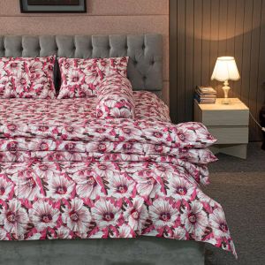 China Rose Print – Pink Comforter Bedding Set (5Pcs)