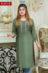 Embroidered And Stone work Silk Single Kameez