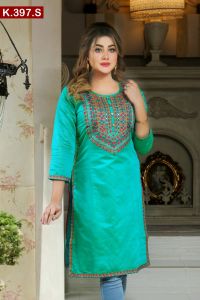 Embroidered Silk Single Kameez