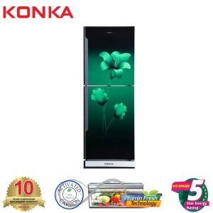 KONKA Refrigerator-KRB-270VB- 3D Green Lily, Bottom Freezer (270 LTR)