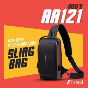 Men’s AA121 Anti-theft Multi-functional Sling Bag (Brown)
