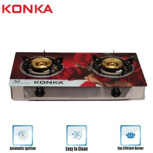 KGLPG601-3D KONKA GAS STOVE -GLASS TOP DOUBLE BURNER (LPG)