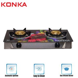 KGLPG602-3D KONKA GAS STOVE -GLASS TOP DOUBLE BURNER (LPG)