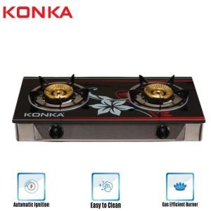 KGLPG603-2D KONKA GAS STOVE -GLASS TOP DOUBLE BURNER (LPG)