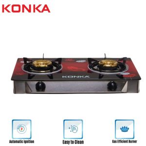 KGLPG604-2D KONKA GAS STOVE -GLASS TOP DOUBLE BURNER (LPG)