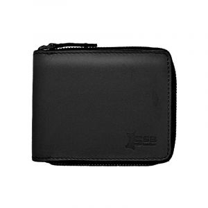 Black Zippered Bi-Fold Slim Wallet