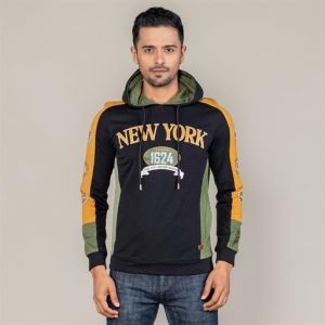 Color Block Printed Pullover Hoodie