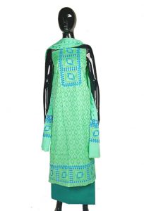 Paste Green Handloom Cotton Salwar Kameez Set