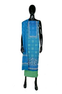 Royal Blue Handloom Cotton Printed Salwar Kameez Set