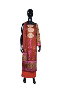 Brown Voile Printed Salwar Kameez Set