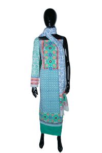 Off White Voile Printed Salwar Kameez Set